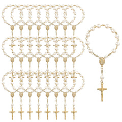 Mini Rosary Baptism Favors 30pcs acrylic beads with gold tone chain