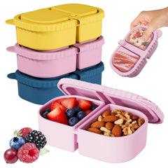 Blue mini silicone snack container with lid from 3-pack