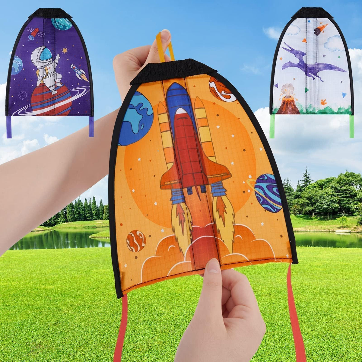 Mini Slingshot Kites thumb ejection set of 3pcs for ages 4-18 on beach