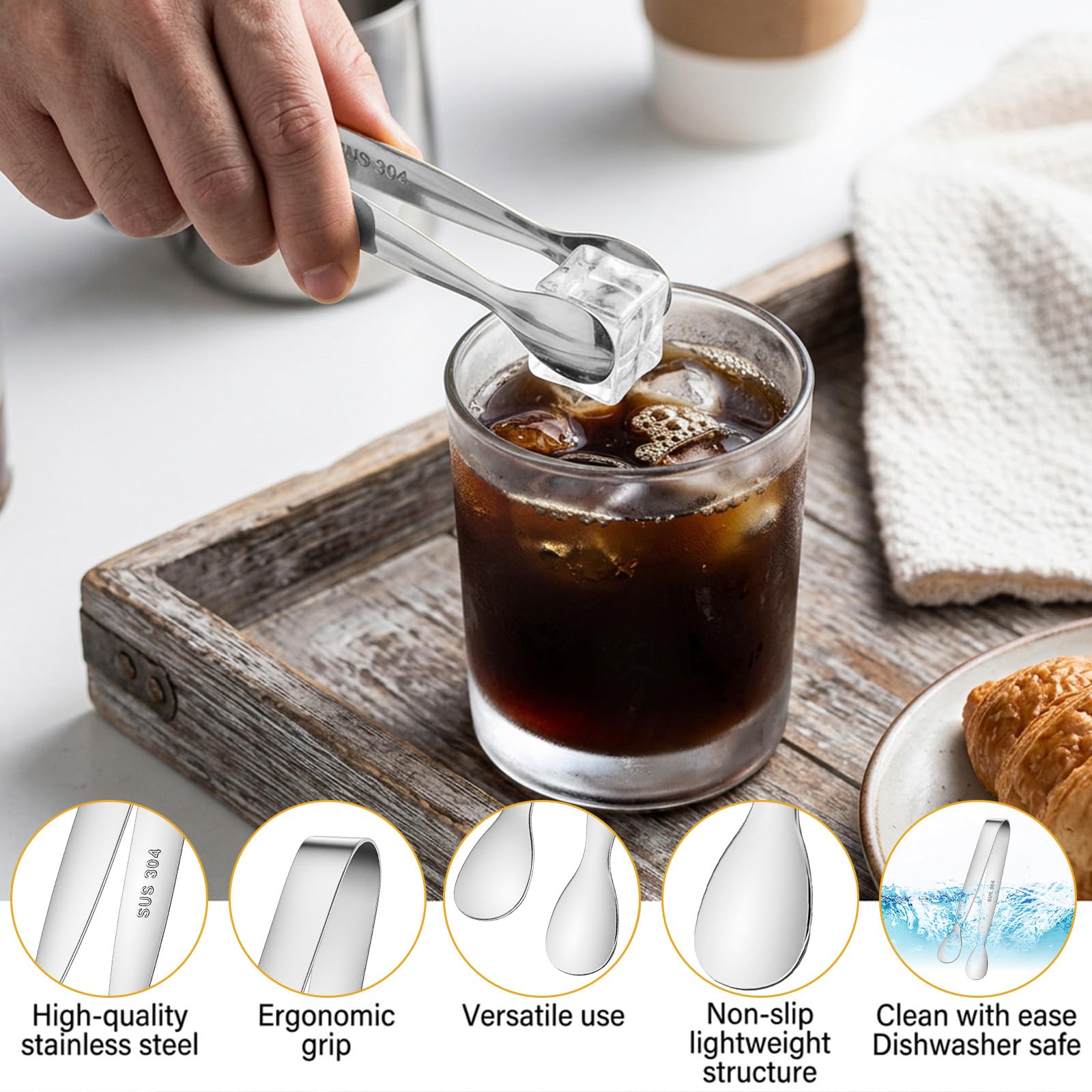 Silver ice tongs for sugar cubes and ice