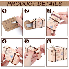 Mini suitcase travel ticket scratch paper kit dimensions
