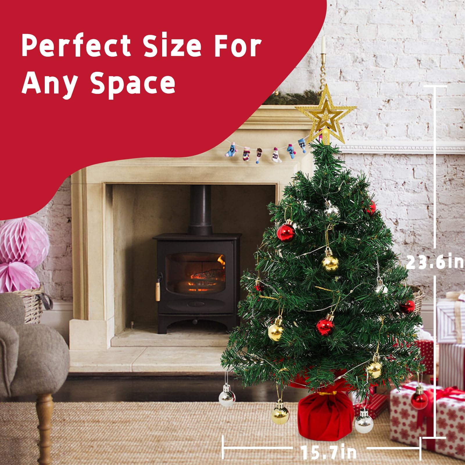 Tabletop Christmas Tree star topper close up