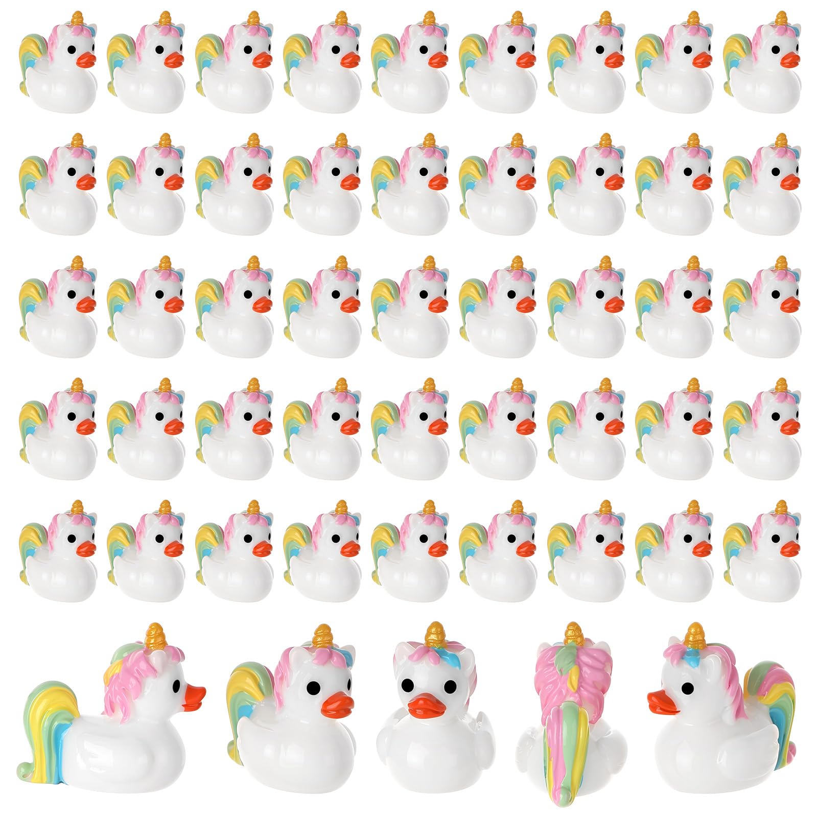 Miniature resin ducks unicorn companions