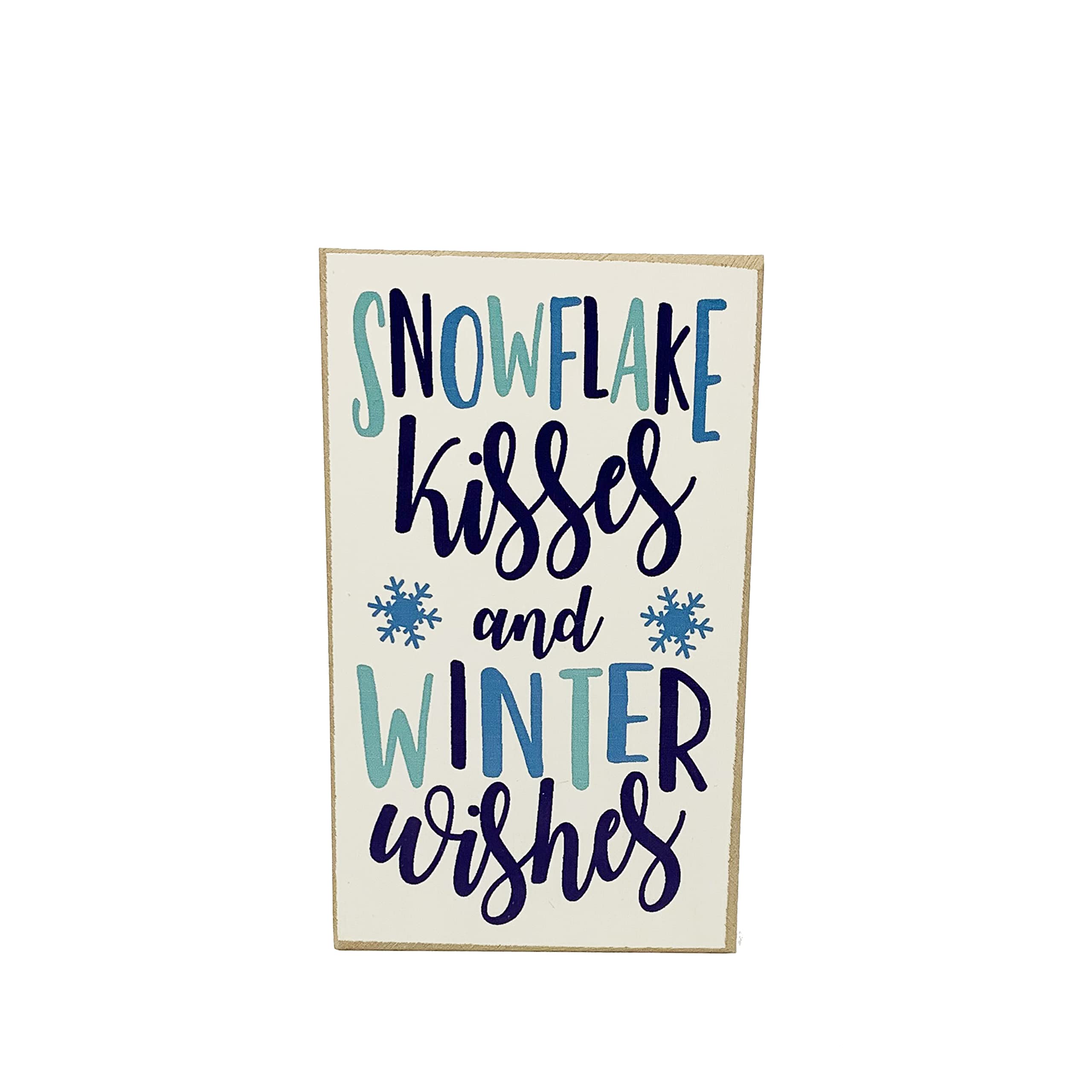 Mini Winter Wishes Sign 3in x 5in wood sign with snowflake accents
