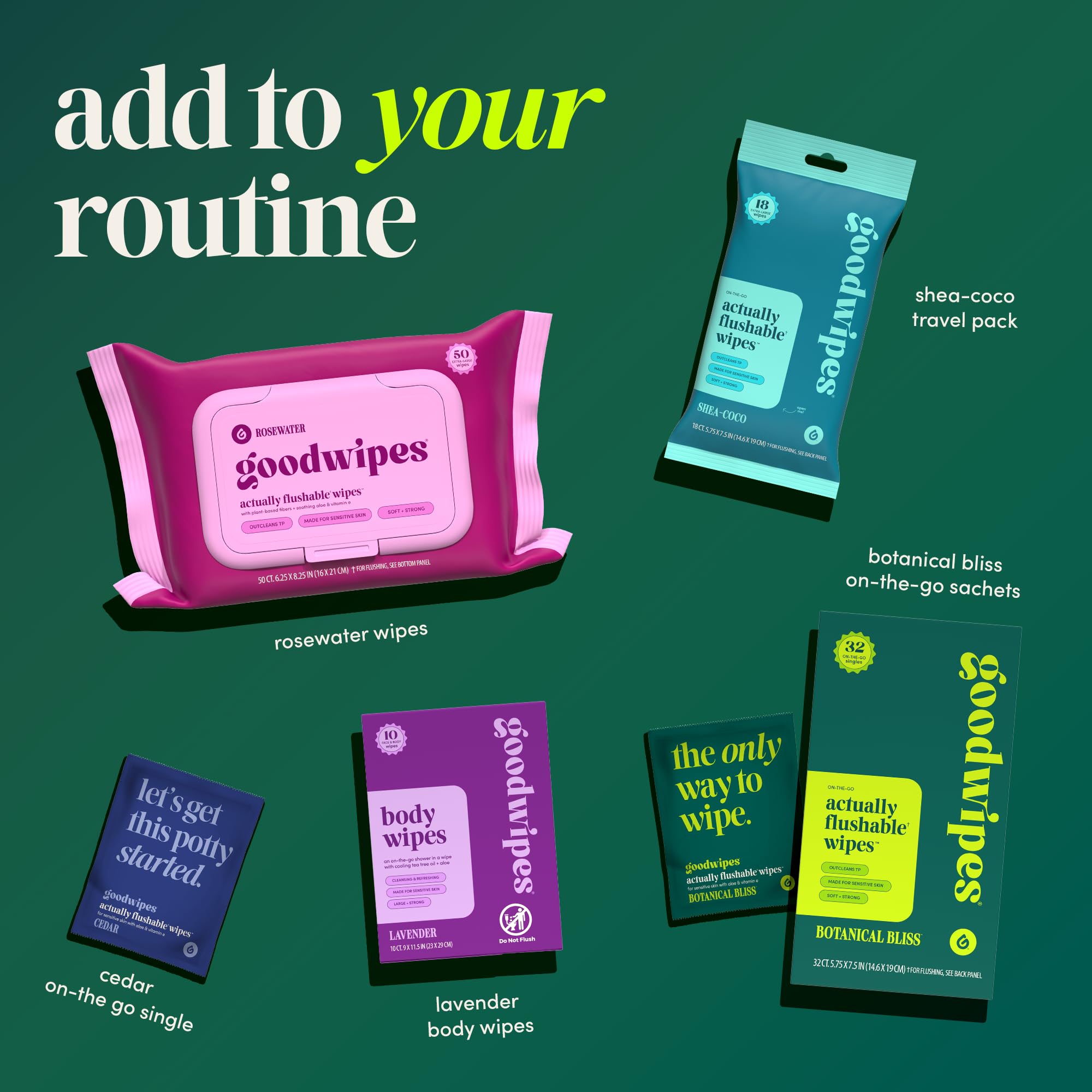 mini wipes goodwipes Rosewater flushable wipes