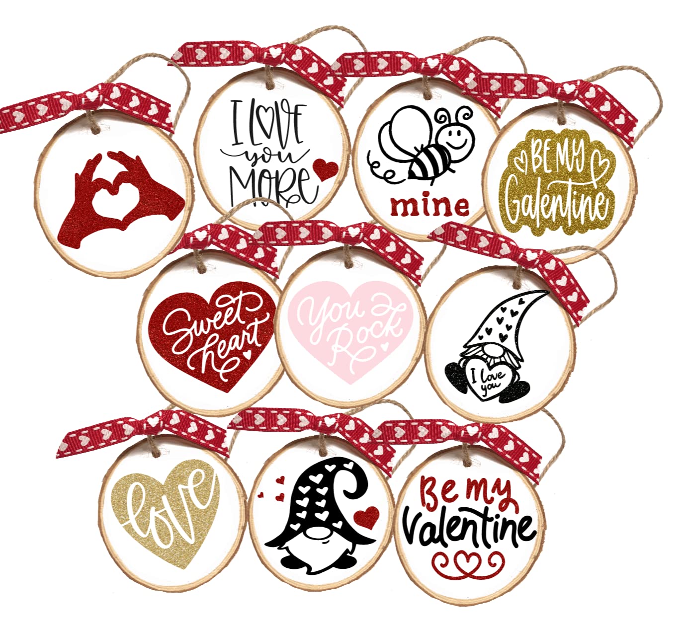 Made with Love back stamp on wood slice ornament