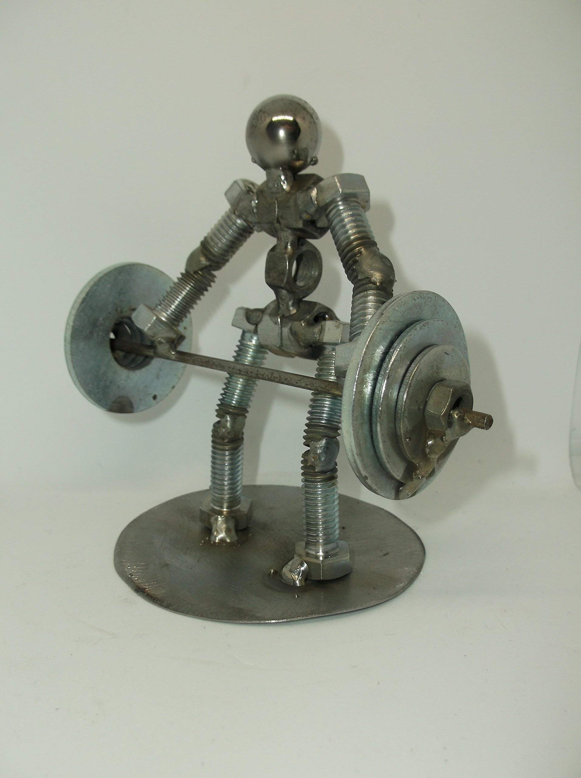 Miniature Body Builder Athlete figurine made from bolts
