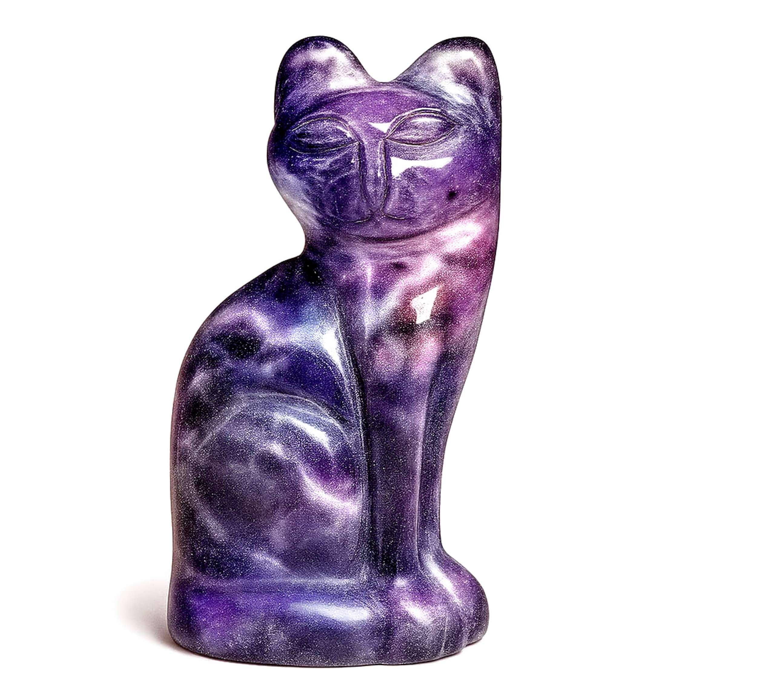 miniature cat amethyst figurine 9212