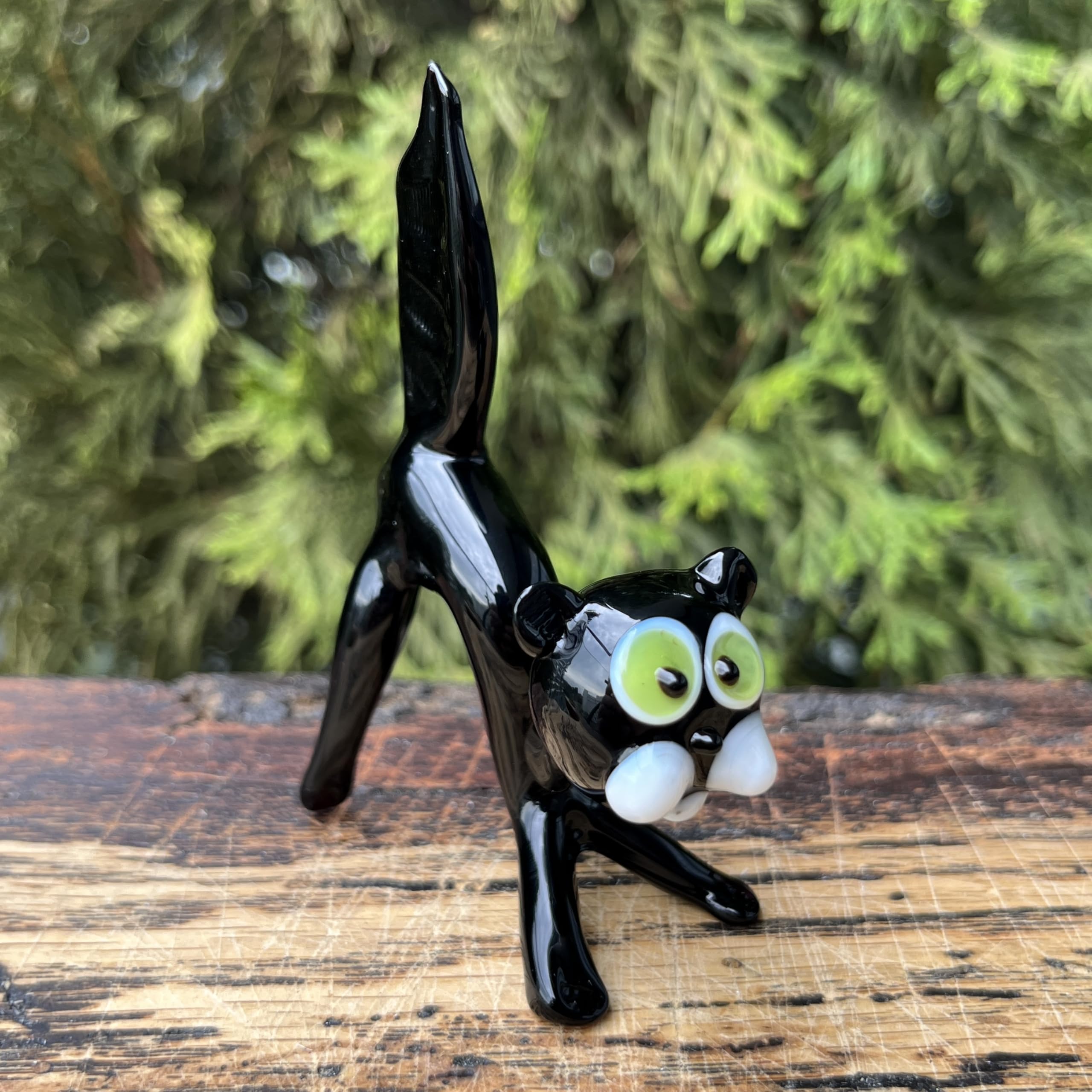 Art Glass Kitten desk ornament on shelf