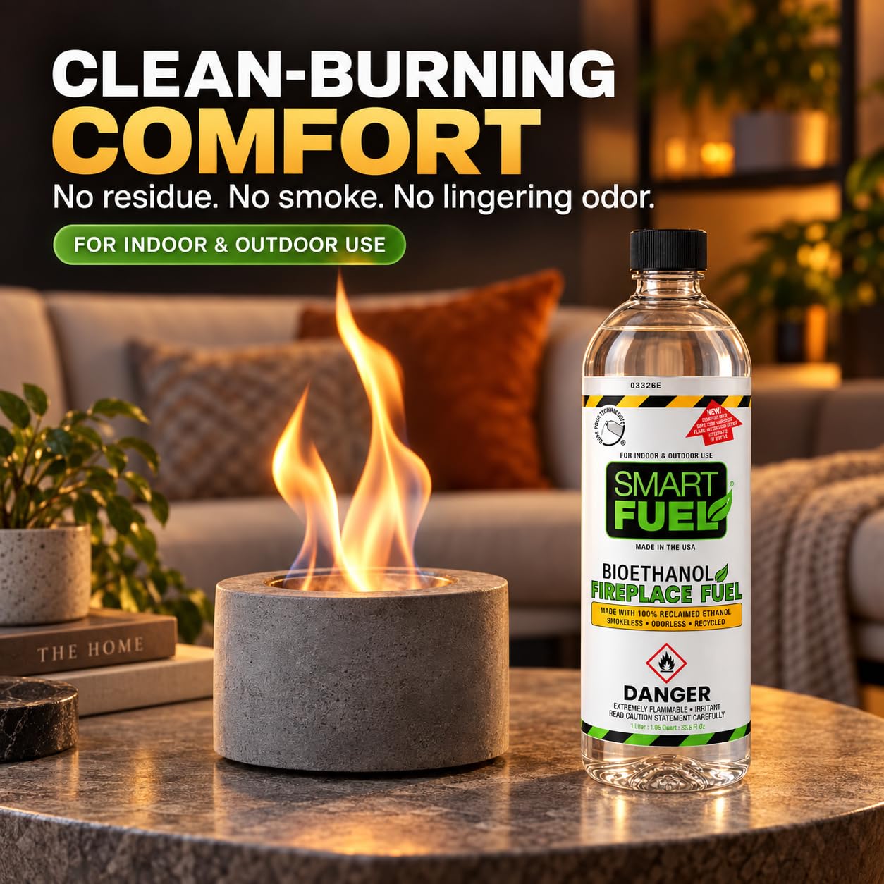 Minimal soot bioethanol burn guidance