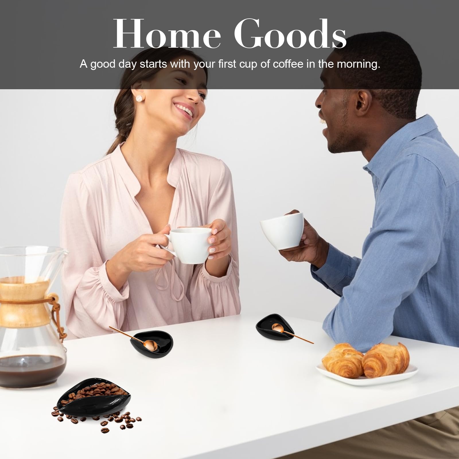 Elegant black ceramic spoon rest as part of coffee bar decor