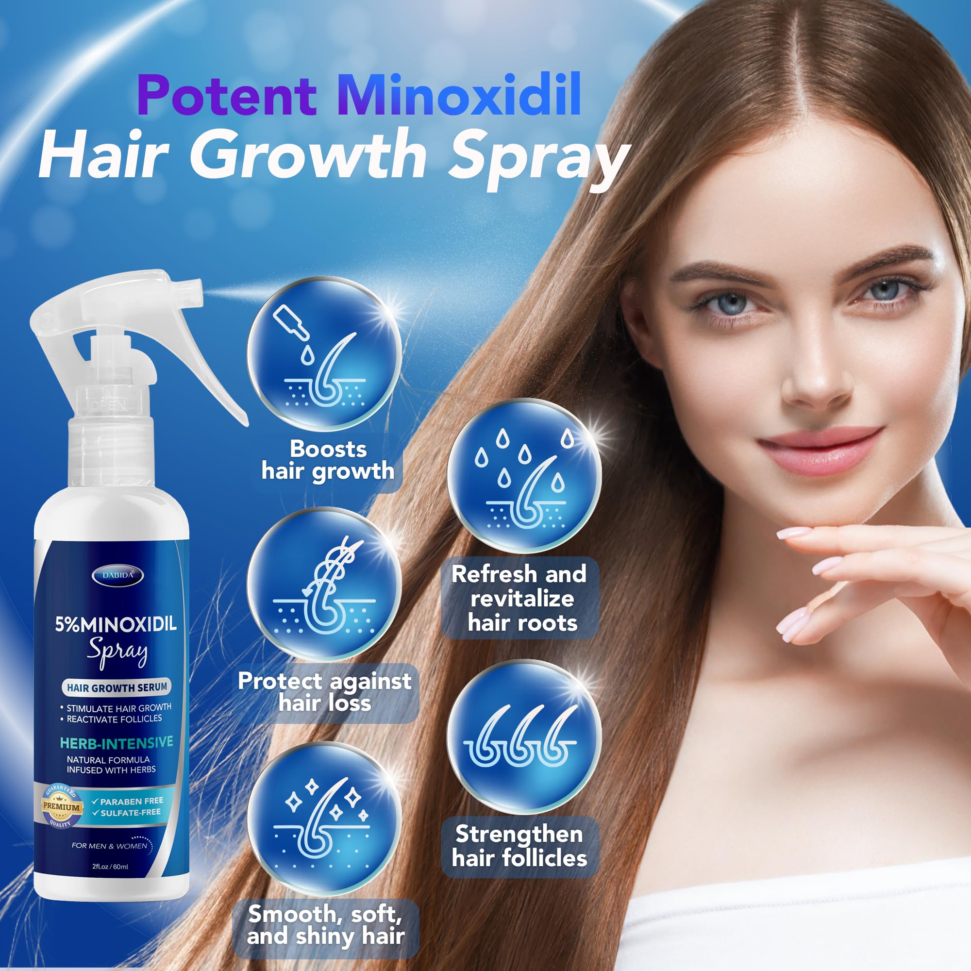 60ml minoxidil spray packaging with Biotin
