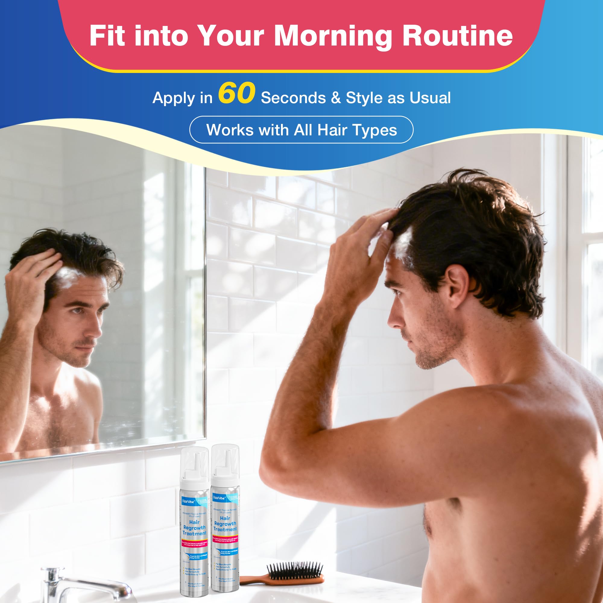 2-pack HairVibe minoxidil foam kit packaging