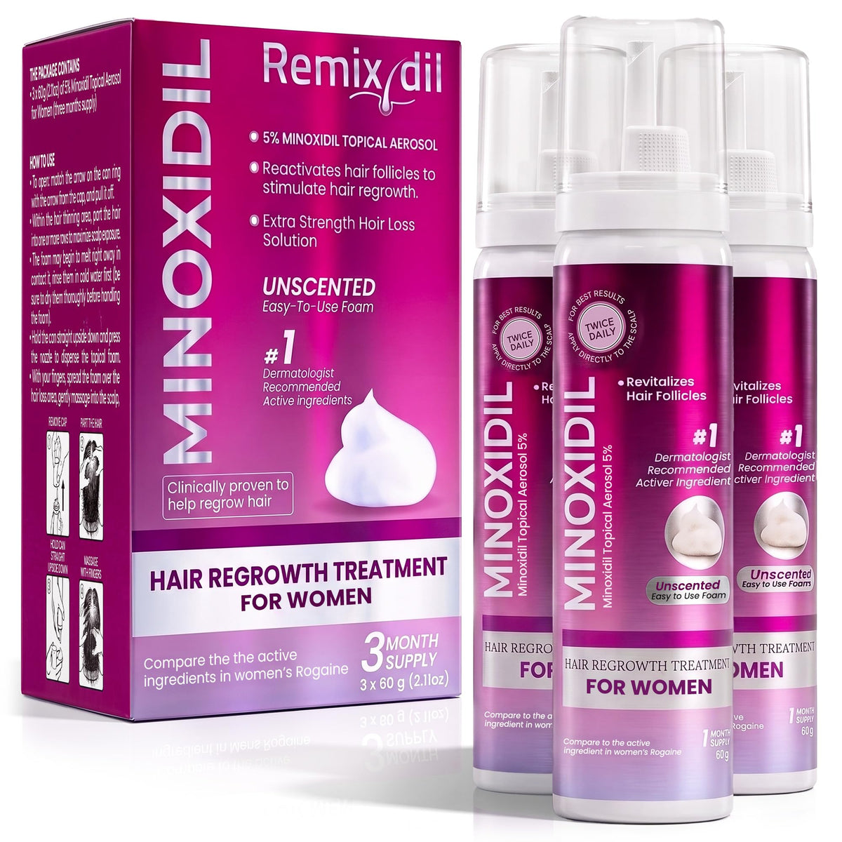 Minoxidil for Women 5% topical foam bottle