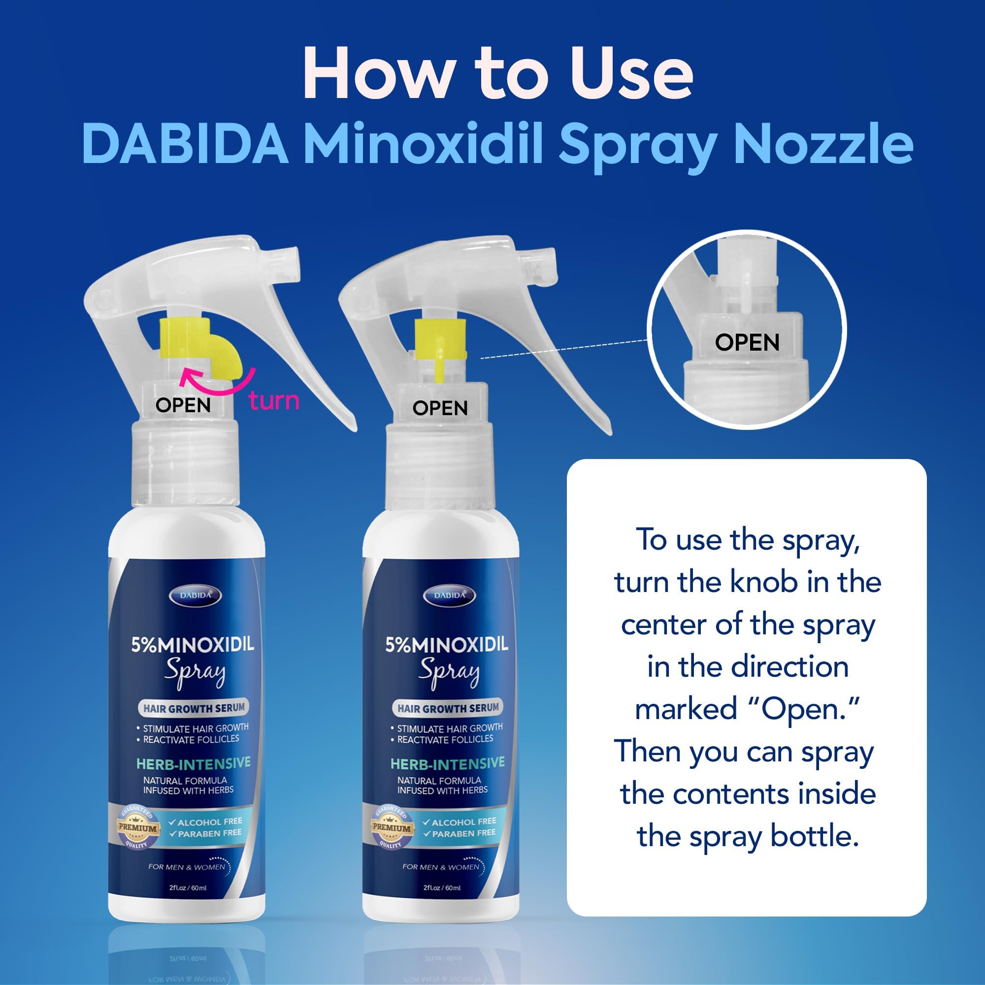 Minoxidil hair regrowth spray for men beard growth 60ml bottle