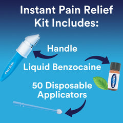 Mint flavored benzocaine for temporary relief