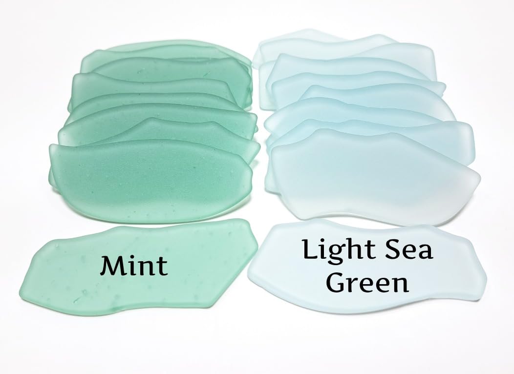 Irregular shaped sea glass place cards mint light sea green