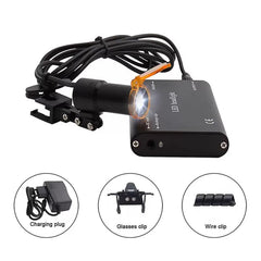 Rechargeable black MINTOOTHPRO headlight with aluminum battery pack