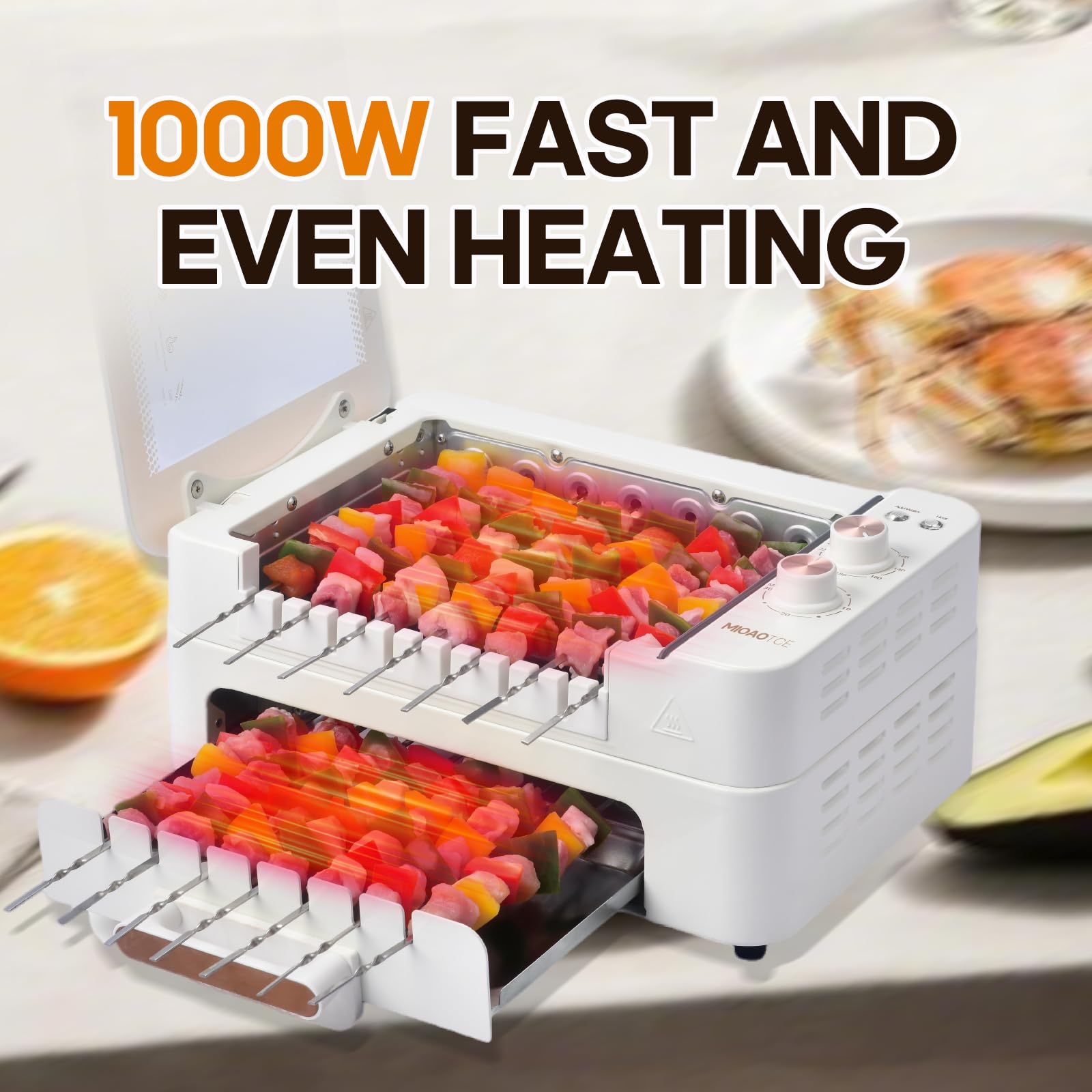 Removable lid and drip tray for easy cleaning on MIOAOTCE grill