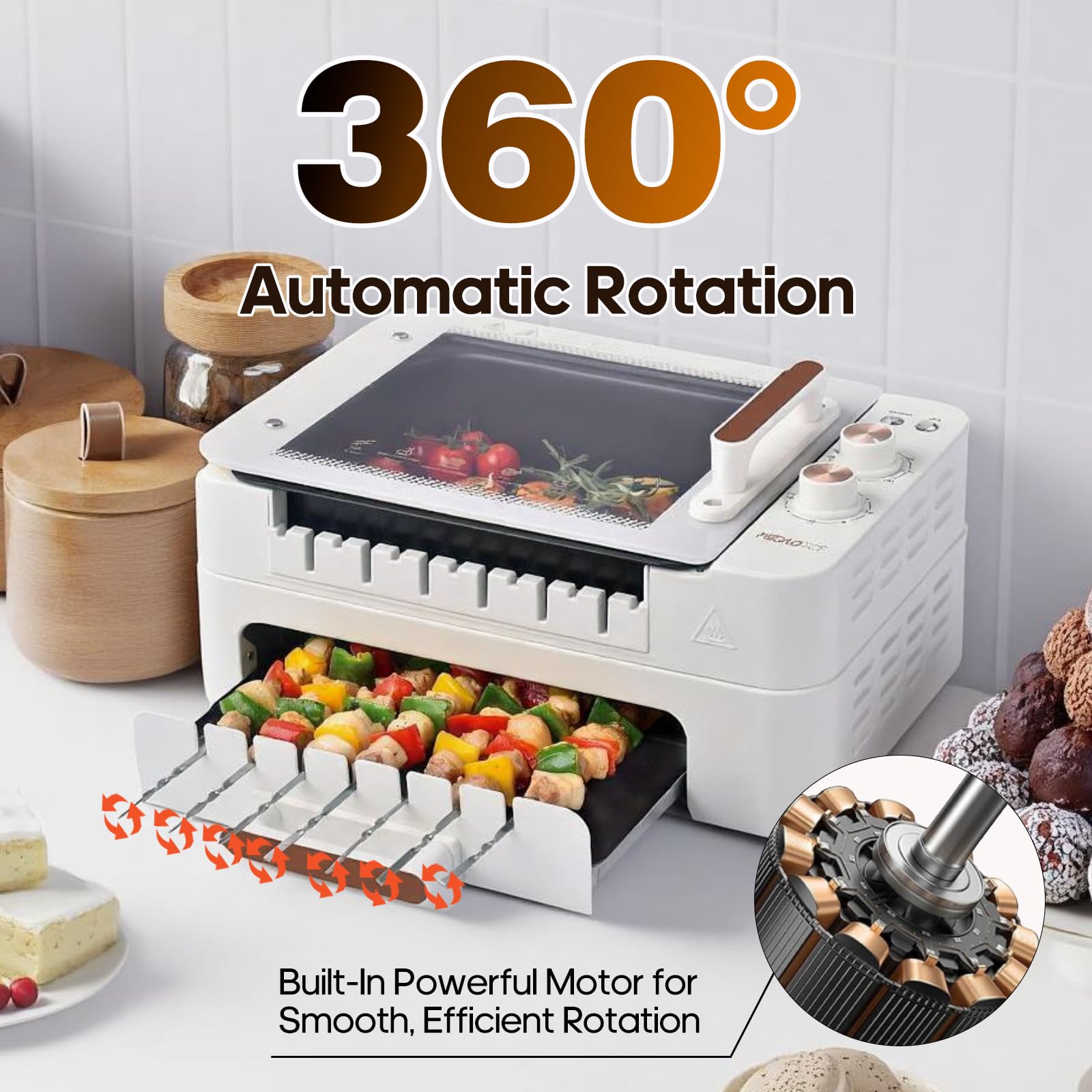 Smokeless indoor grill with enlarged drip tray and see-through lid