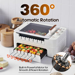 Smokeless indoor grill with enlarged drip tray and see-through lid