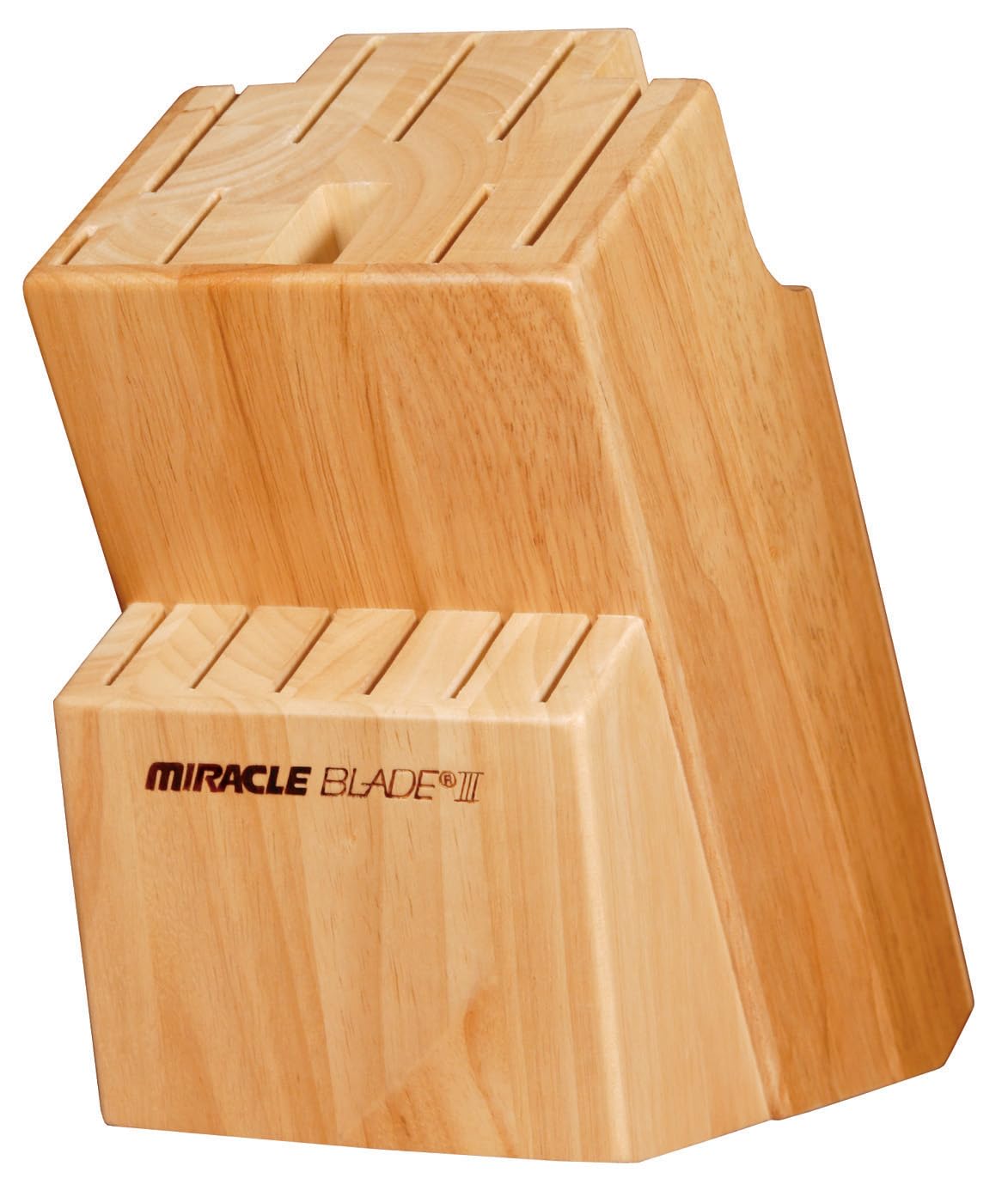 Miracle Blade III 15 Piece Acacia Wood Knife Block on kitchen counter