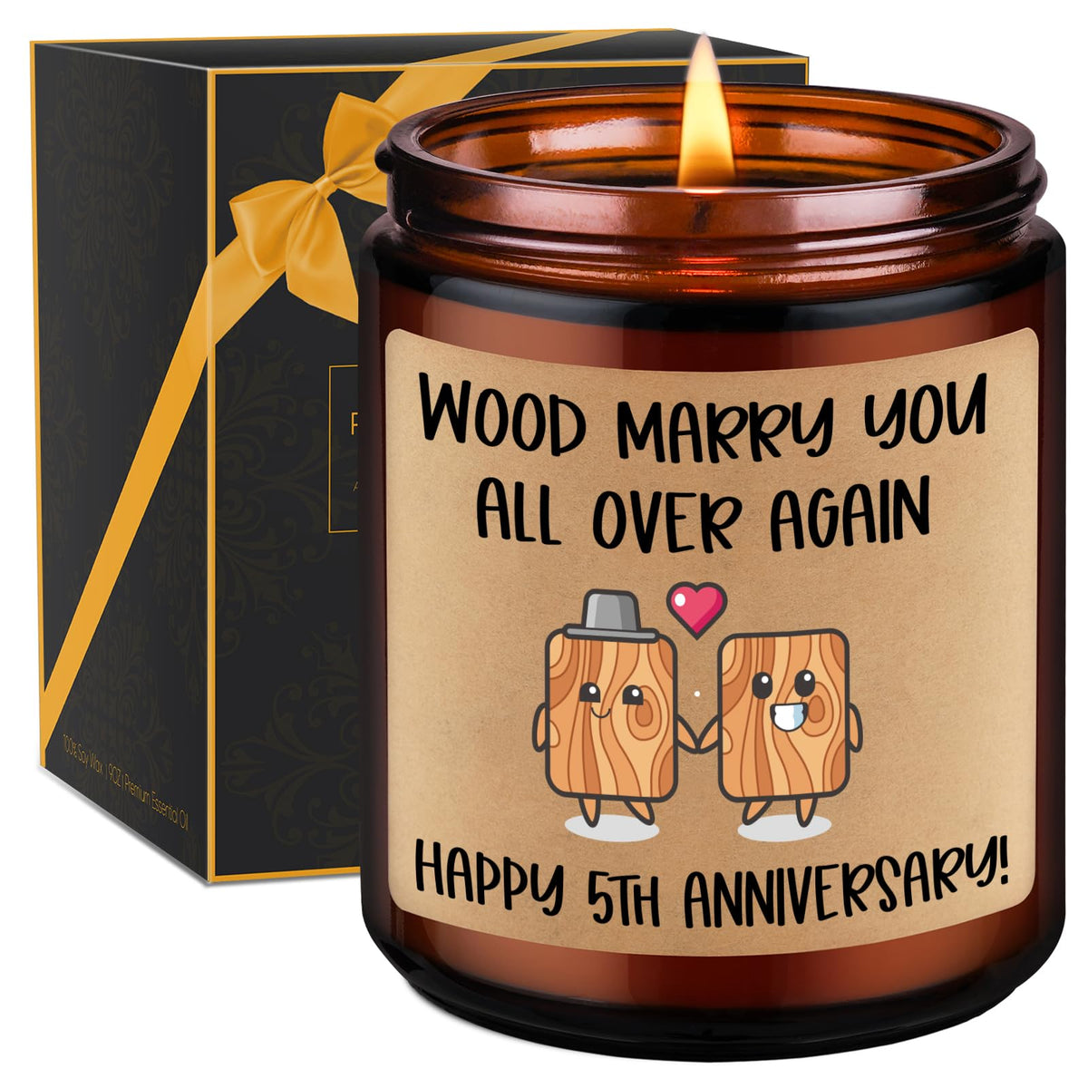 Miracu 5th wedding anniversary candle 9 oz packaging