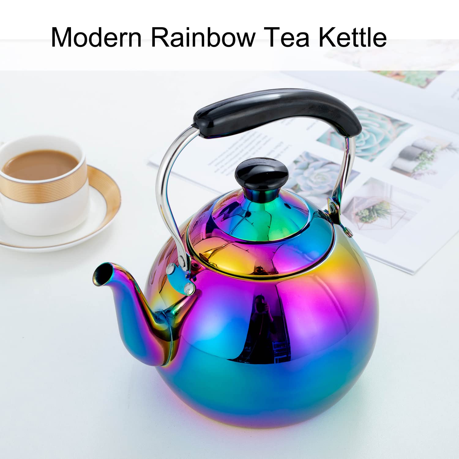 Foldable bakelite handle tea kettle for safe storage