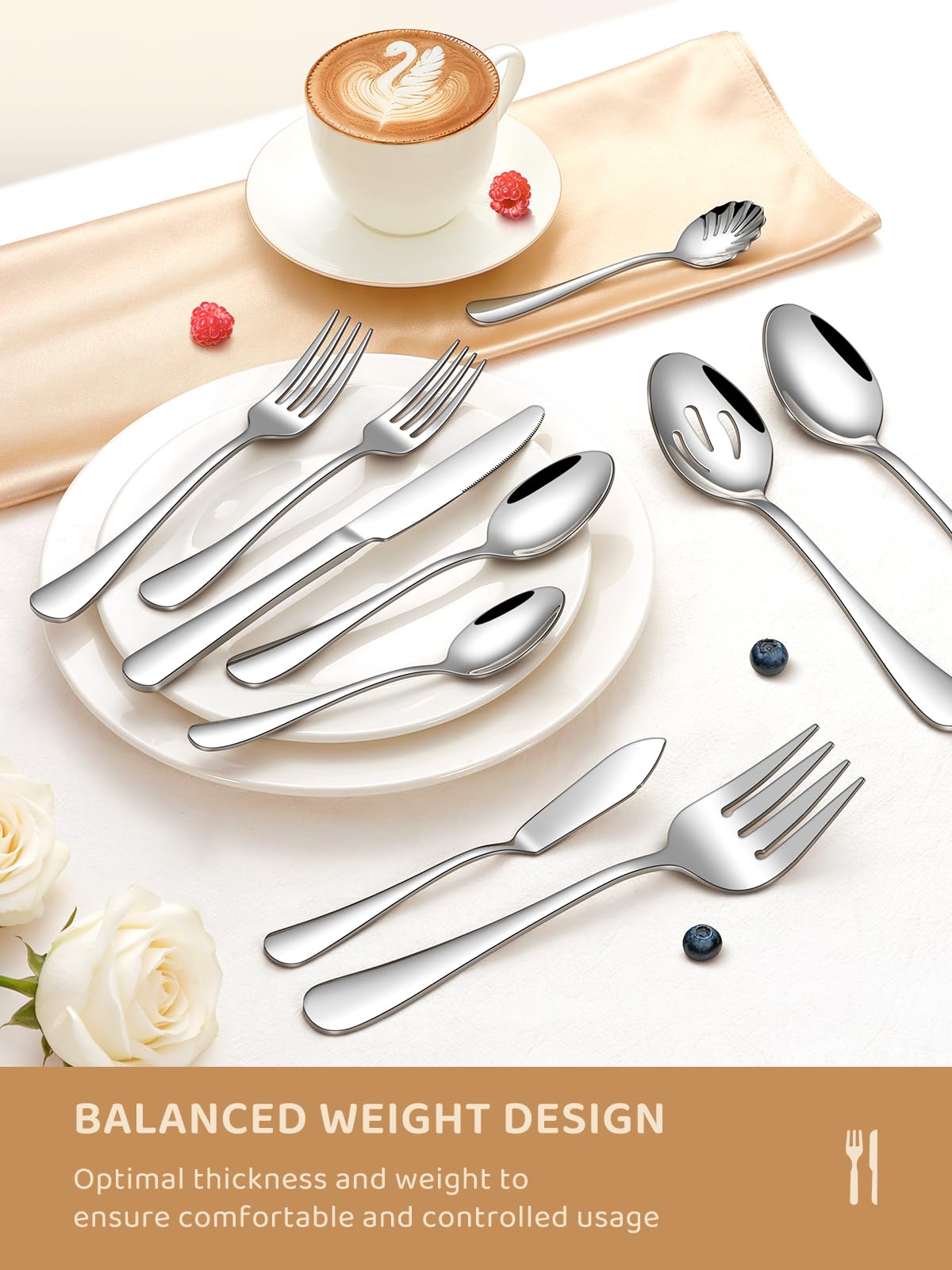 ergonomic one piece molded design of flatware