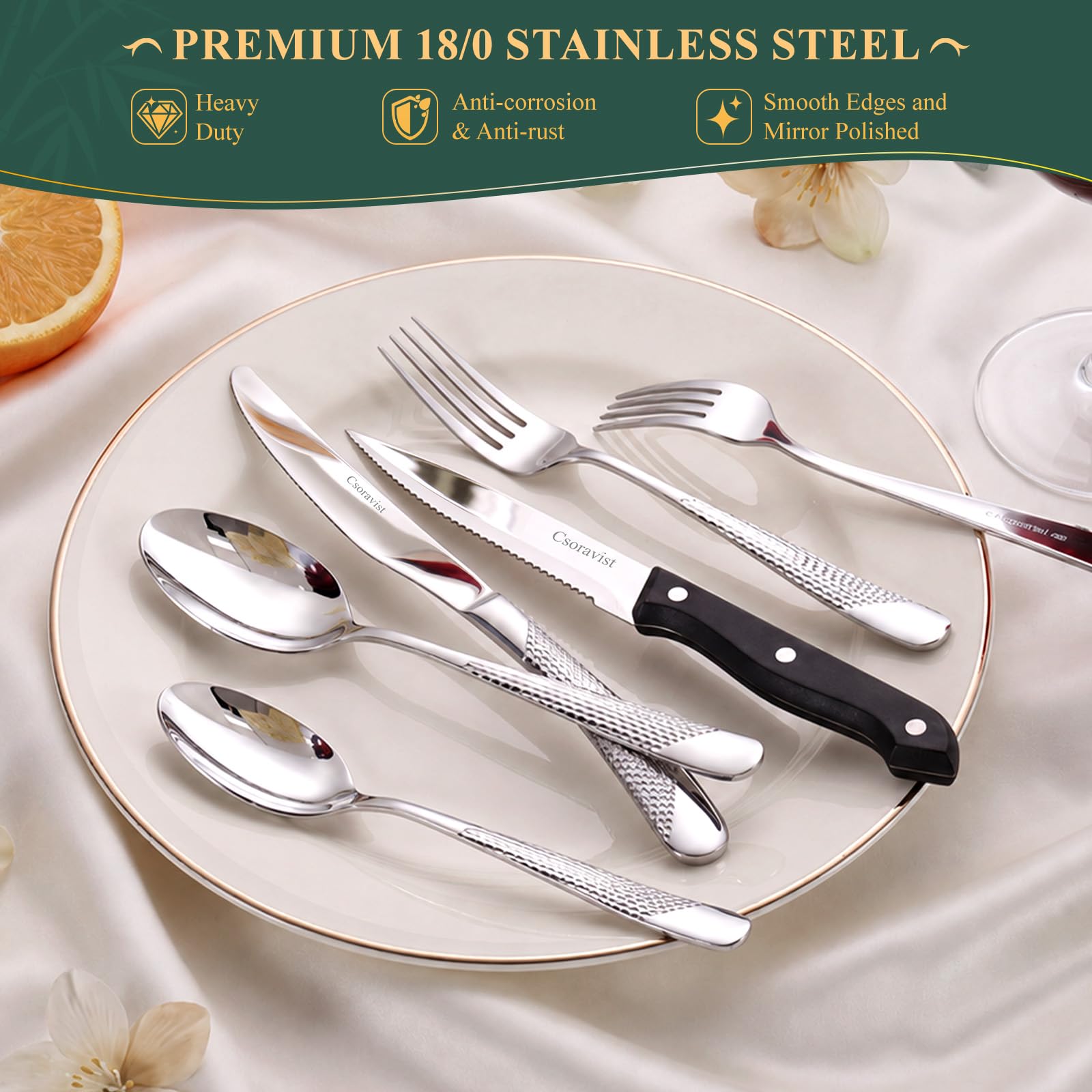 Csoravist silverware with mirror polished finish