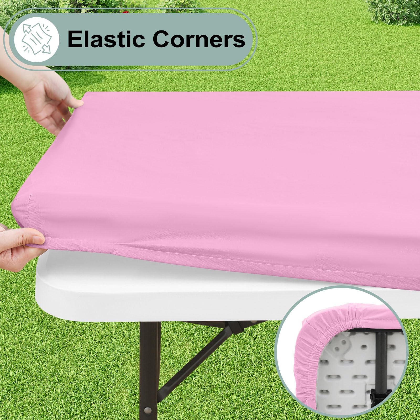 close up of elastic edge on misaya table cloth