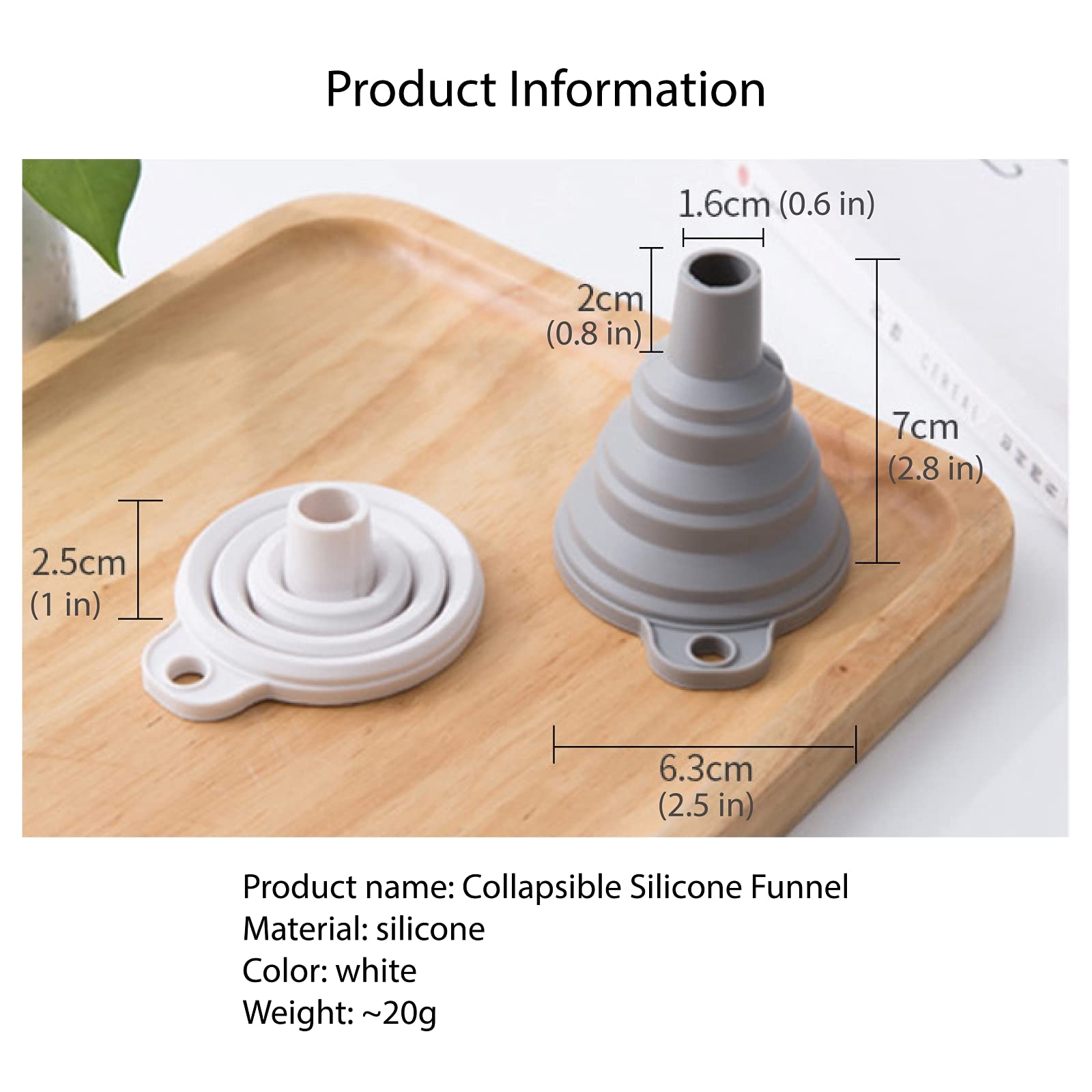 Food grade BPA free silicone funnel close up