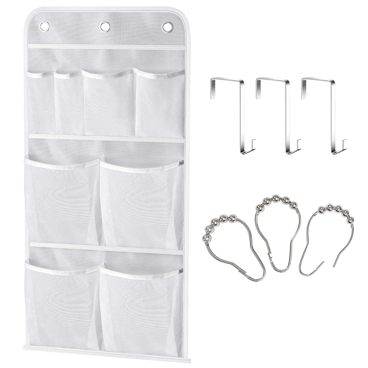MISSLO hanging mesh pockets bathroom organizer for door