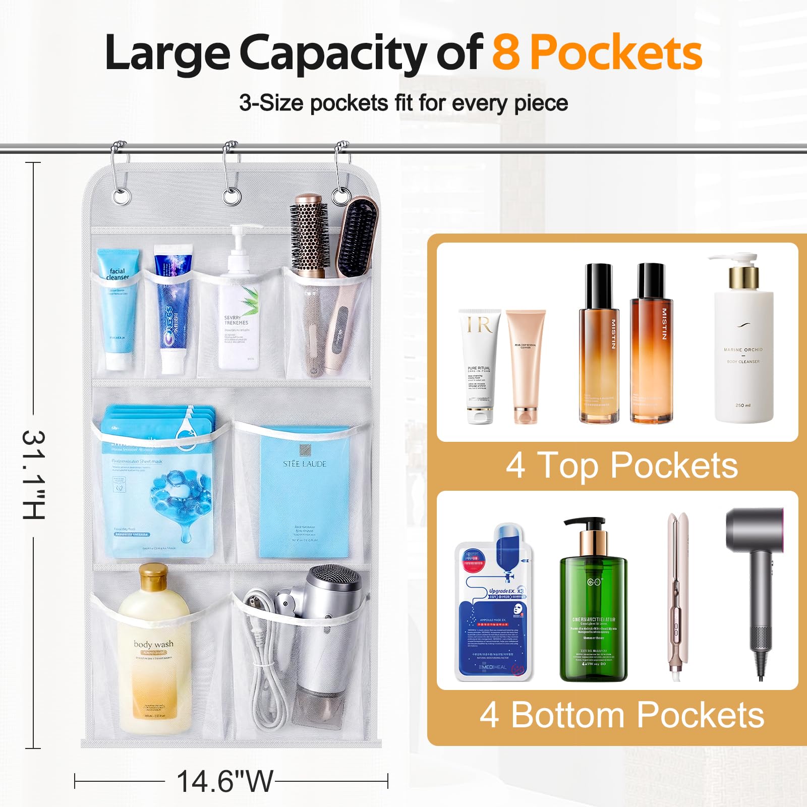 Shampoo and soap holding 8 pockets in MISSLO organizer