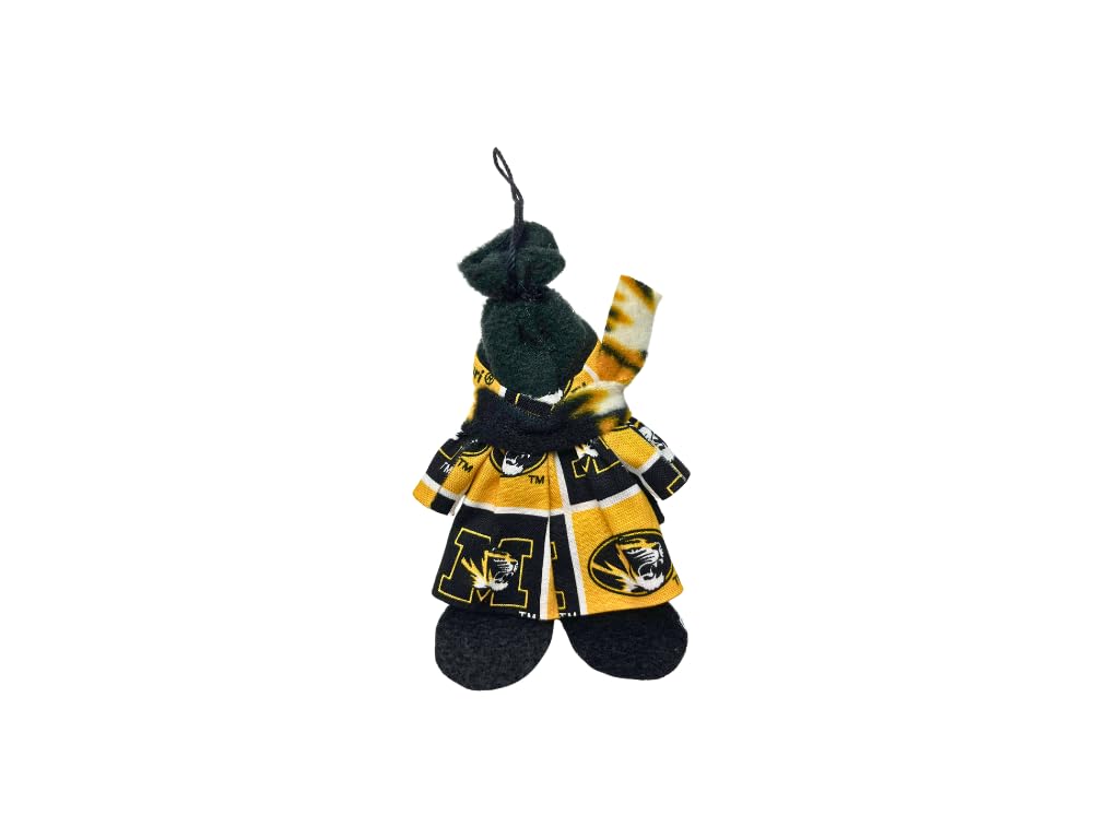 Missouri Christmas Tigers Snowman Ornament color variations may occur due to fabric cuts