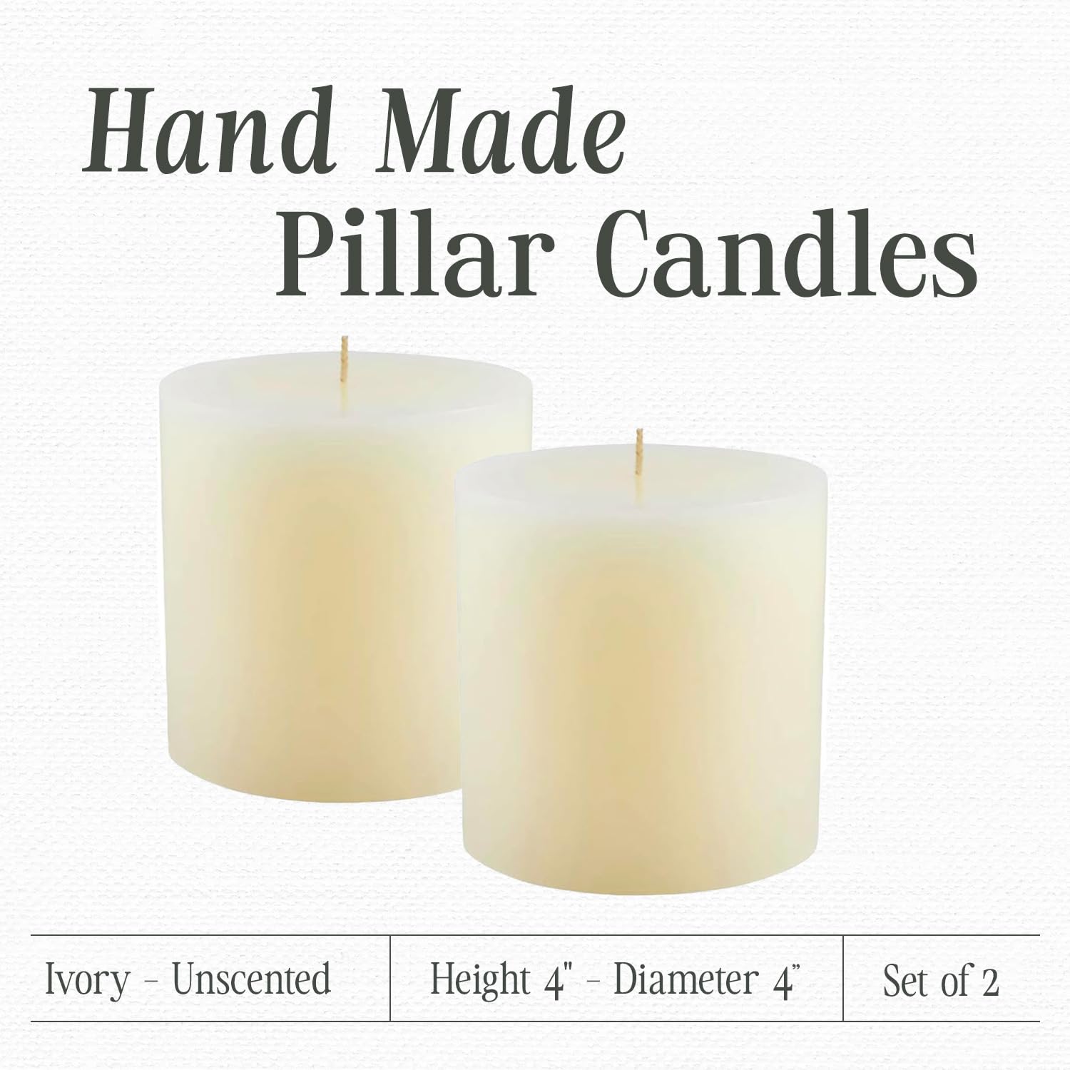 Mister Candle unscented pillar candle 4x4 ivory