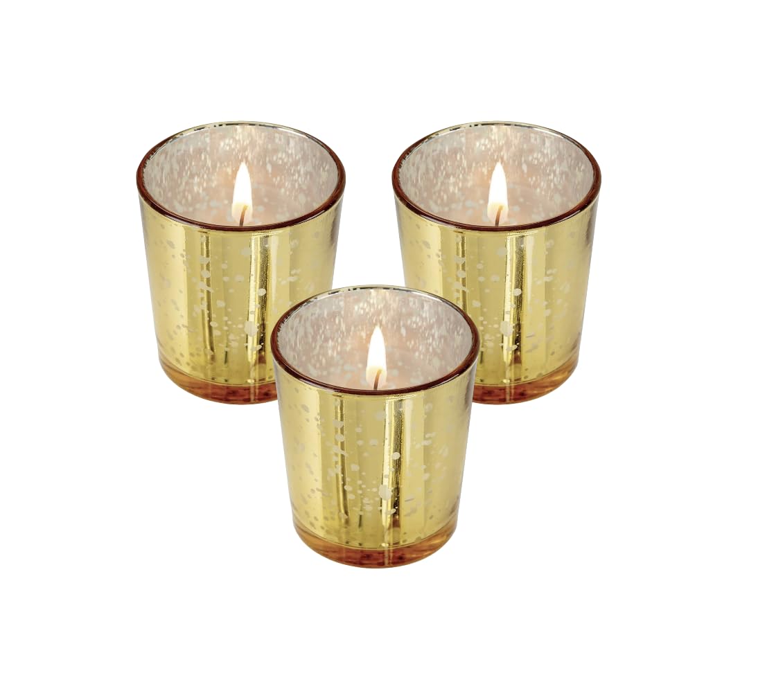Mister Candle citronella votive jar in gold mercury glass