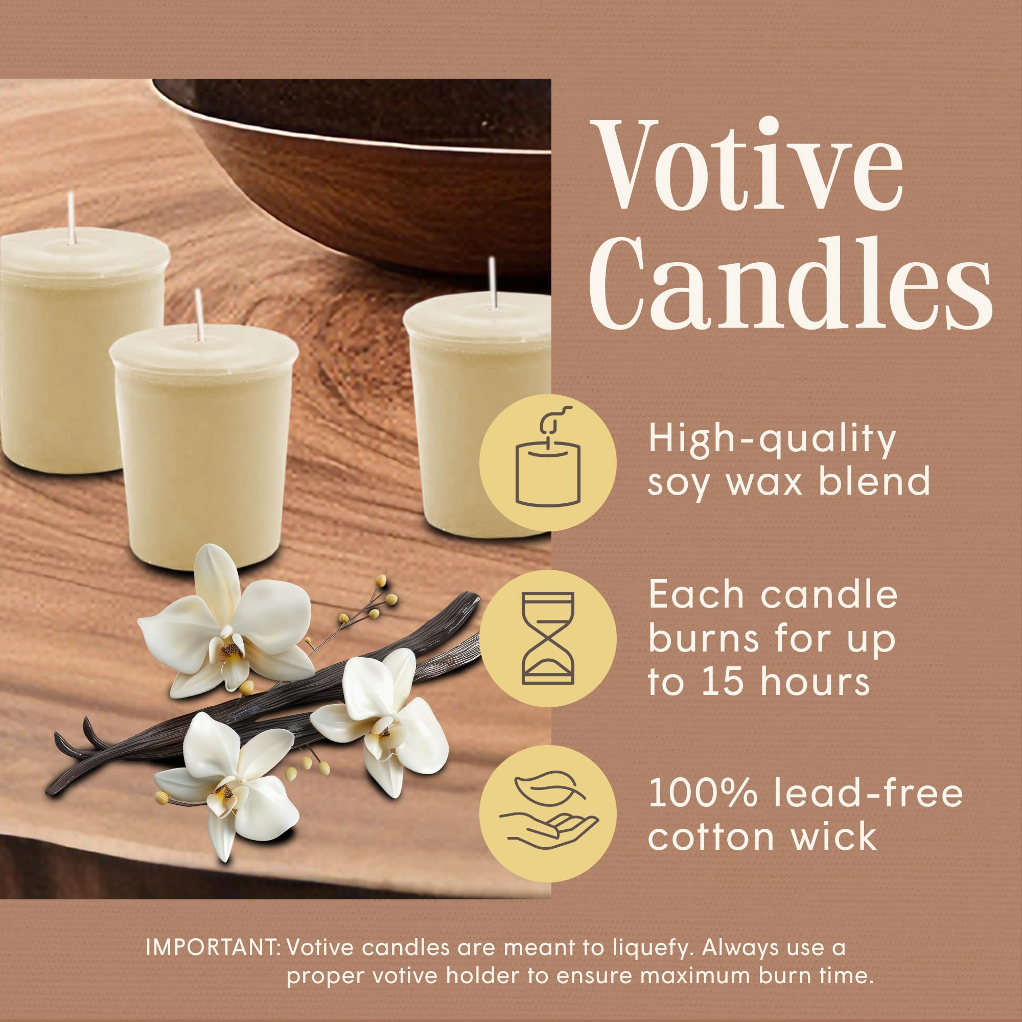 Vanilla fragrance soy votives with essential oils by Mister Candle
