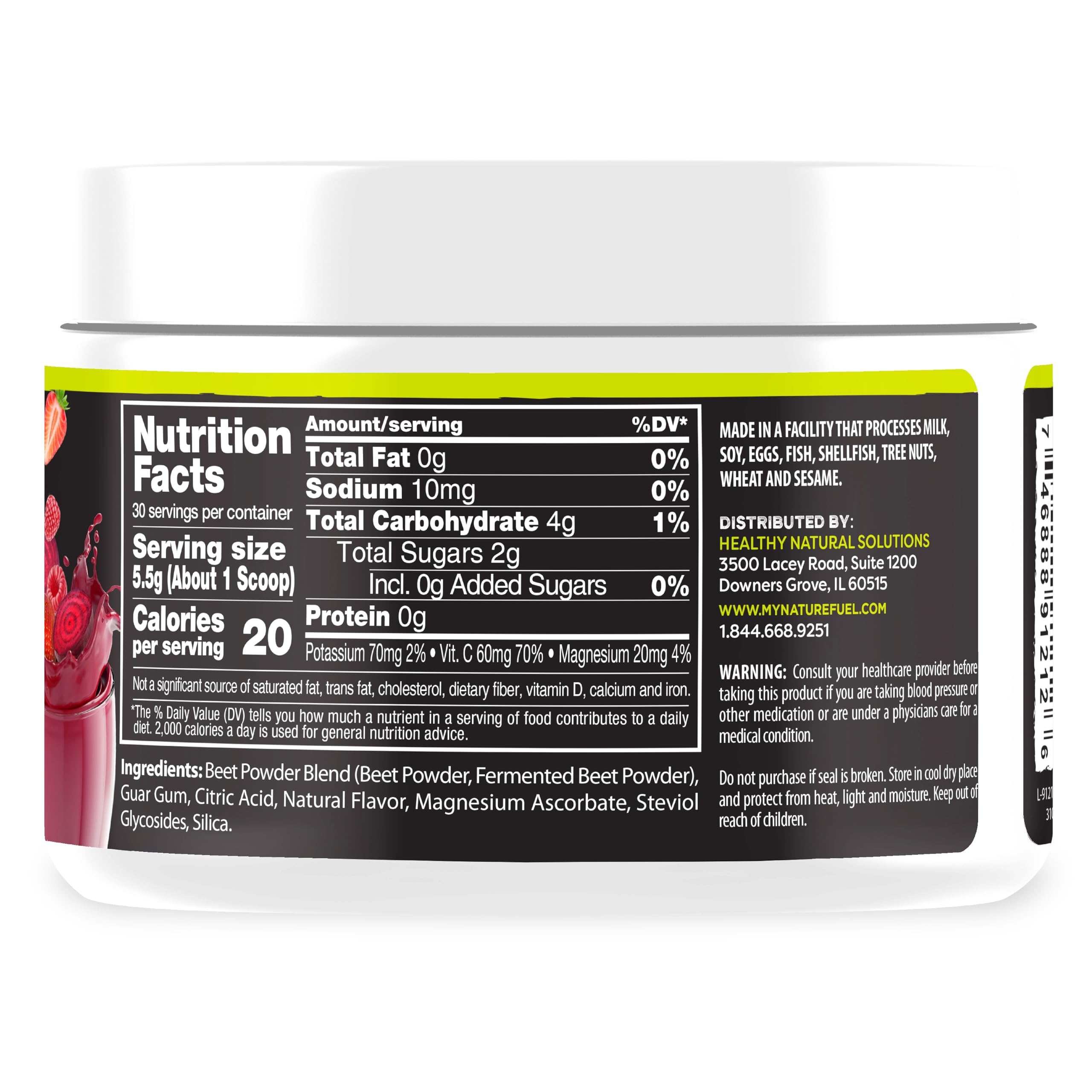 Mixed berry flavor beet juice powder canister