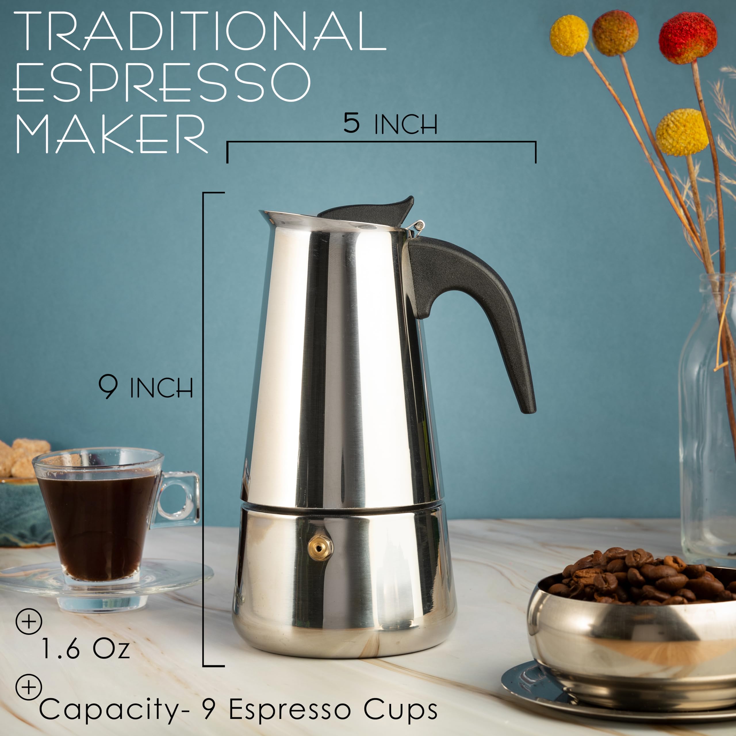 9 cup demitasse total 15 oz capacity moka pot