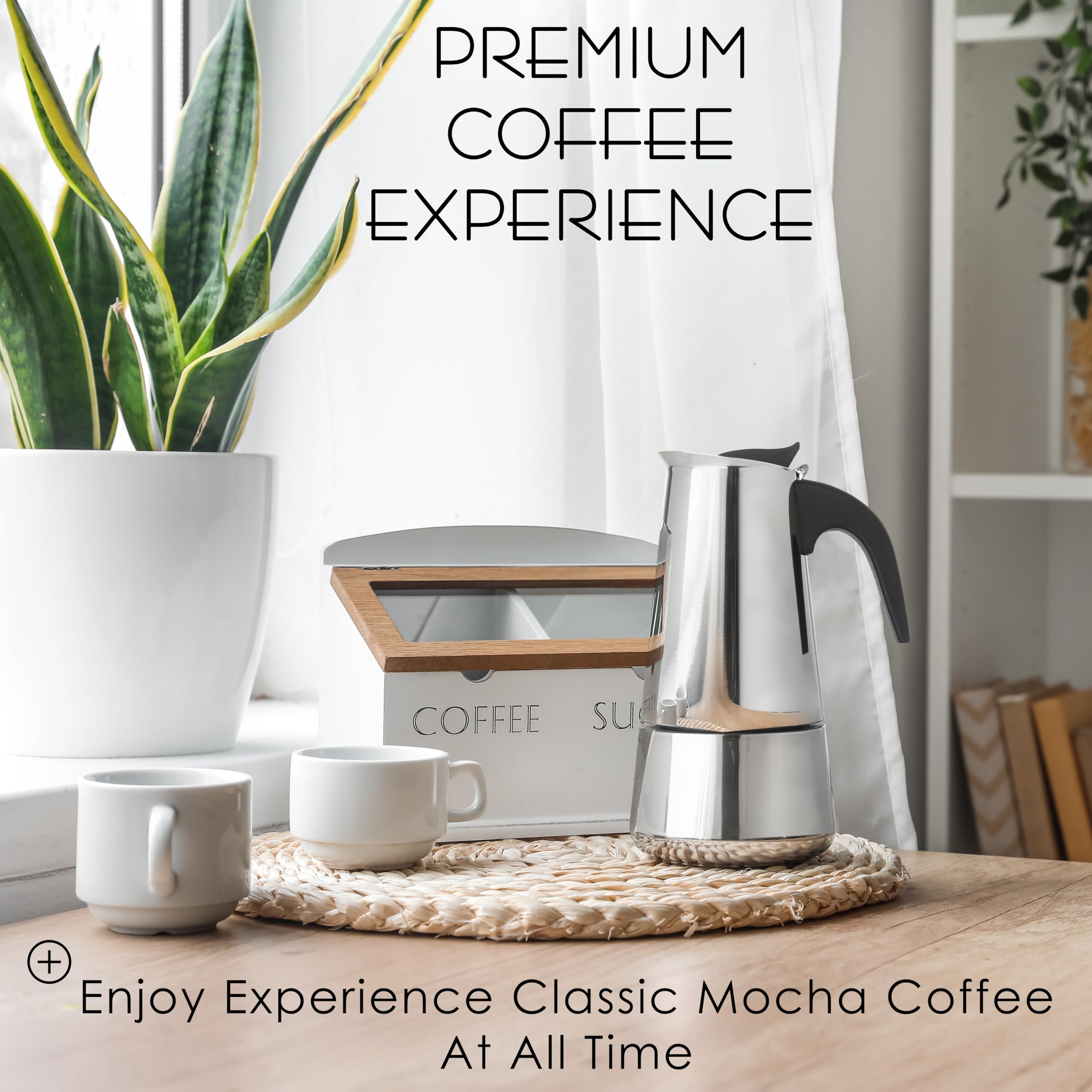 Non-reactive interior stainless steel moka pot