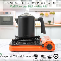 Stovetop percolator by Mixpresso with cool-touch handle
