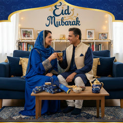 Eid al Fitr dish towels by Mixweer blue and gold