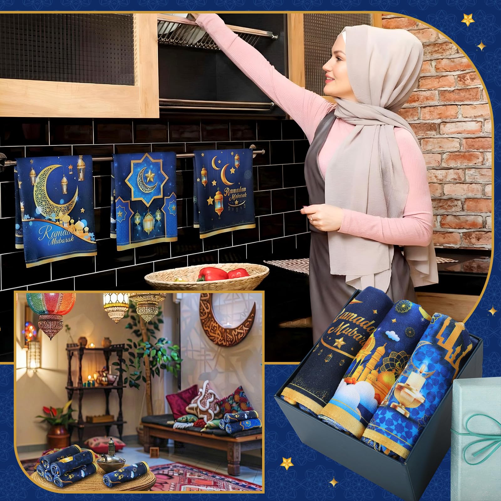 Ramadan Mubarak towels gift set ideal for hosting