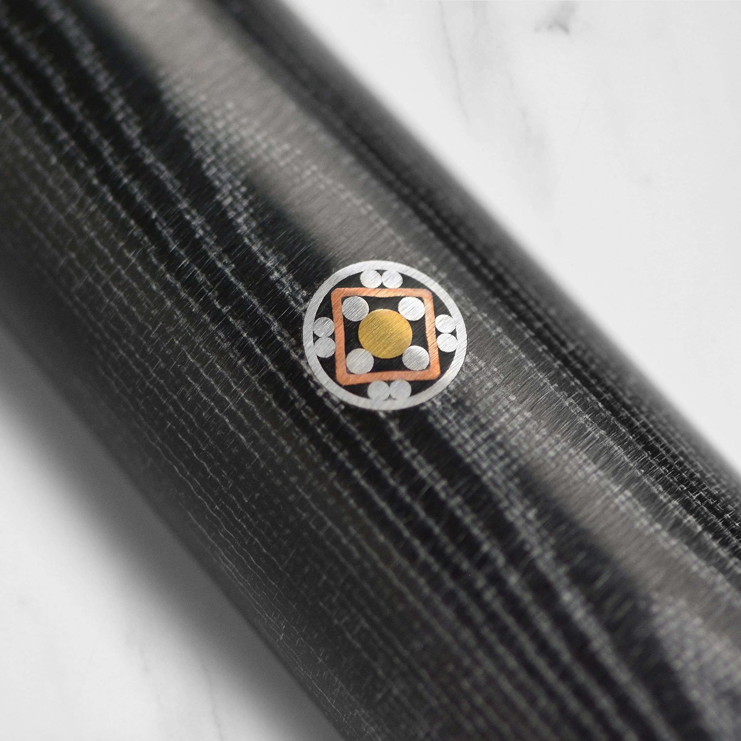 Mosaic pin red spacers Miyabi logo on handle end