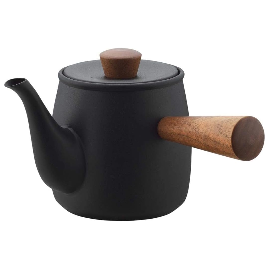 Miyazaki Seisakusho CHA-3 teapot with tea strainer 0.38 L compact steel with wooden handle