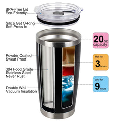 20oz stainless steel coffee tumbler with slogan