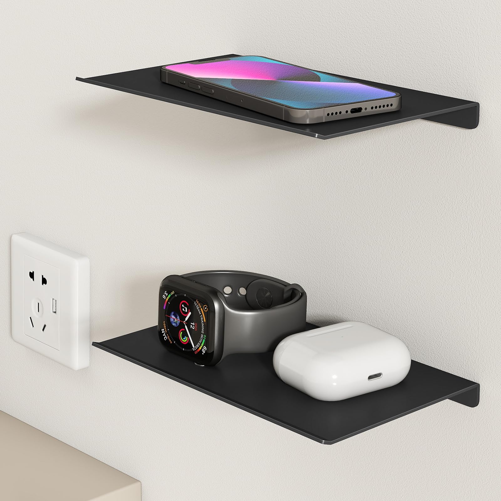 Powder coated matte black finish on MKO shelf close up