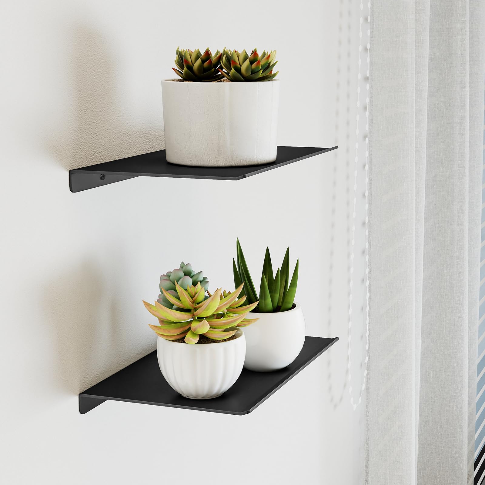 MKO wall mounted shelves used for decor and small items