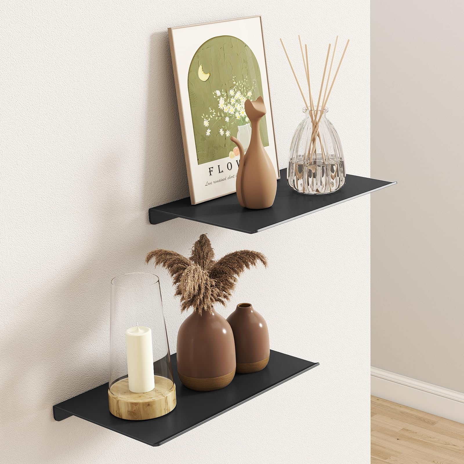 Aluminum wall mounted shelf by MKO in matte black